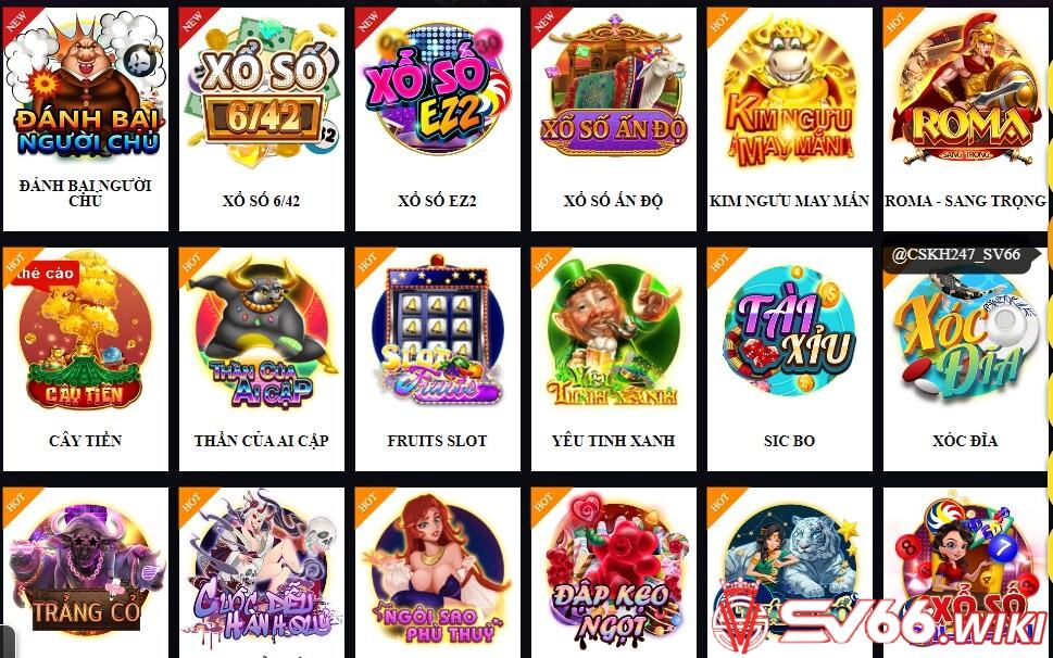 SV66 có những game nổ hũ - slot đổi thưởng nào?