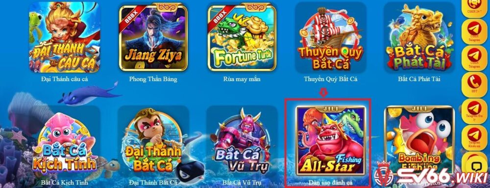 Bạn có thể dễ dàng tìm thấy game Dàn sao đánh cá