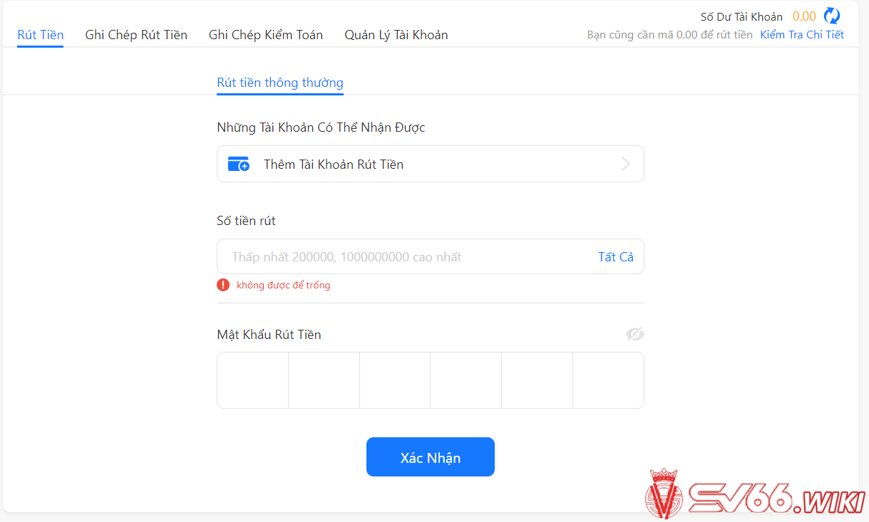 Quy trình rút tiền SV66 chi tiết nhất